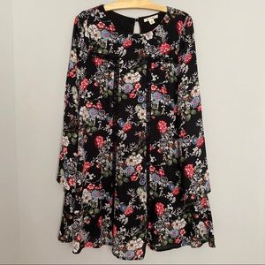 Francesca’s Miami Black Floral Long Sleeve Dress